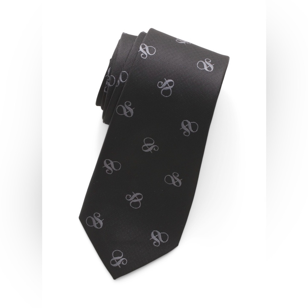 Scotch & Soda Men’s Necktie Logo Pattern Black Tie – Designer